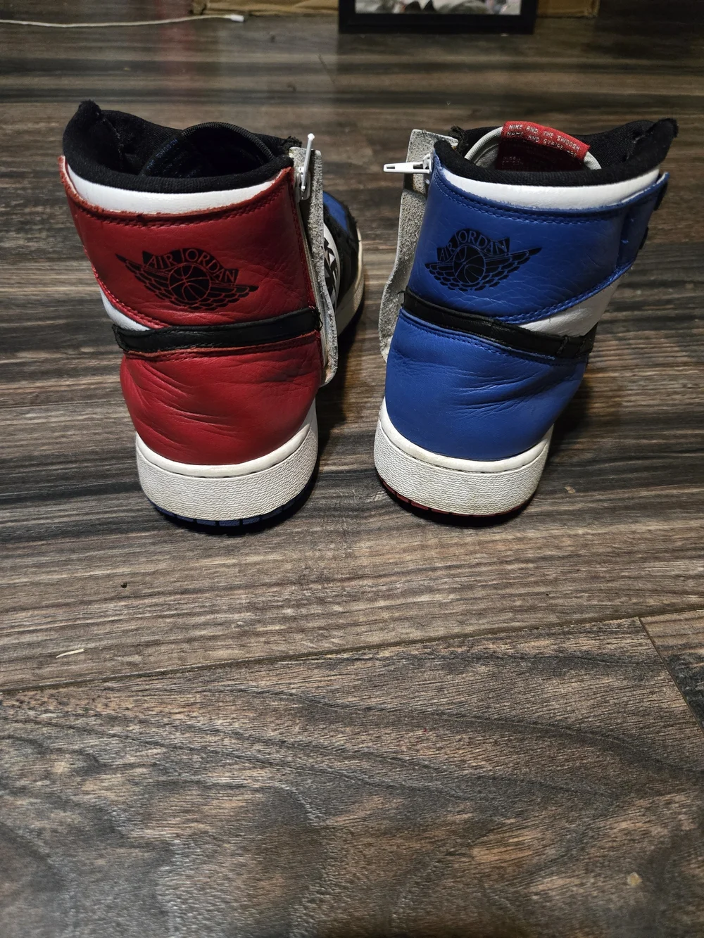 Nike Tri-Color High Top Sneakers in Red, Blue, Black & White